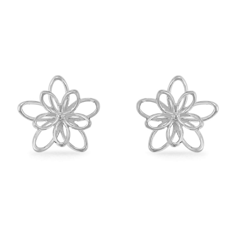 Boma Jewelry Sterling Silver Wire Flower Stud Earrings - Image 1